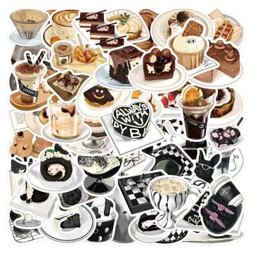 Kawaii Food Dessert Coffee Stickers - Cartoon Decals for Skateboard, Laptop