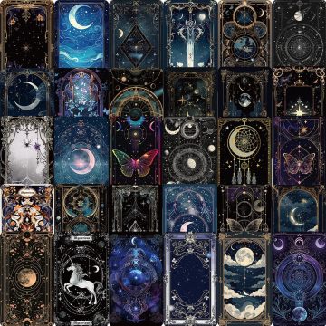 Dark Mysterious Space Moon Tarot Stickers for Phone Notebook