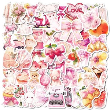 Kawaii Pink Sweet PVC Stickers - Aesthetic DIY for Scrapbooking, Children