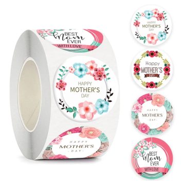 Happy Mother's Day and Birthday Gift Label Stickers Round Kraft Paper Tags