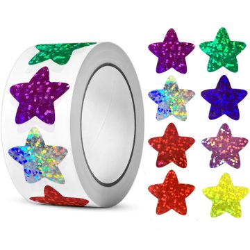 Glitter Star Stickers Roll for Kids Teachers Party Business Scrapbooking