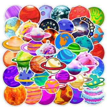 Cartoon Space Planet Stickers for Helmet Wall DIY Decoration
