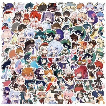 Genshin Impact Anime Stickers Waterproof Vinyl Decals for Laptop, Luggage, Skateboard, Guitar, Motorcycle