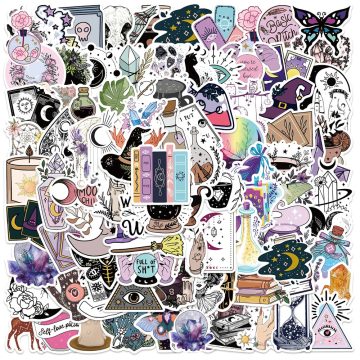 Boho Gothic Witch Stickers - Aesthetic Skateboard & Laptop Decals