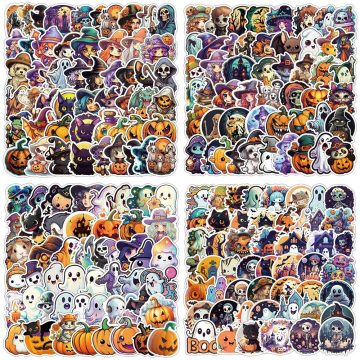 Halloween Stickers Pack - Witch, Pumpkin, Ghost Cartoon Decals