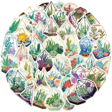 Cute Mini Greenhouse Plant Stickers for Skateboard Wall