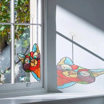 Pet Cartoon Window Stickers Reflective Interior Decor for Windows