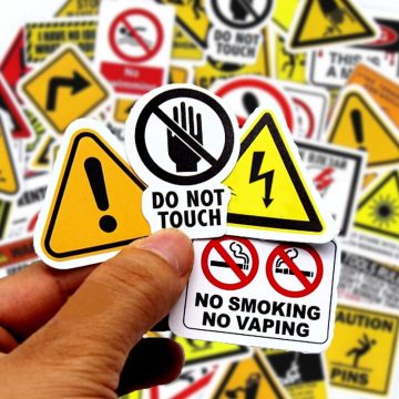 Warning Sign Pattern Stickers for Motorcycle & Suitcase