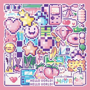 Pixel Art Graffiti Stickers - Mosaic Cartoon Wall Decor