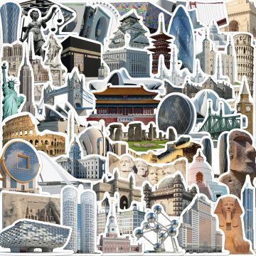 World Landmark Architecture Stickers - Aesthetic City Decals for Phone Laptop