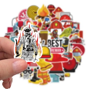 Firefighter Cartoon Waterproof Stickers for Snowboard Bicycle