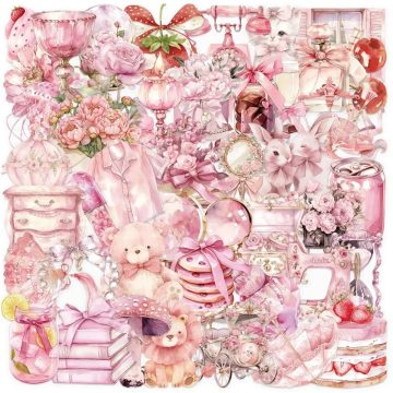 Cartoon Pink PET Stickers Aesthetic Korean Stationery for DIY Decoration and Scrapbooking