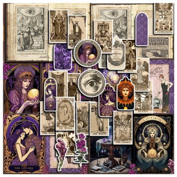 Vintage Cartoon Tarot Stickers - Graffiti Decals for Notebook Guitar