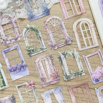 Window Flower Paper Stickers DIY Scrapbooking Collage Materials