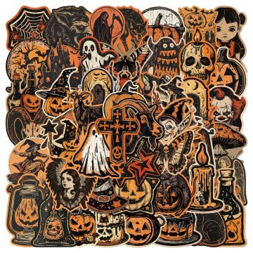 Kawaii Halloween Witch Pumpkin Decals for Motorcycle Fridge Phone