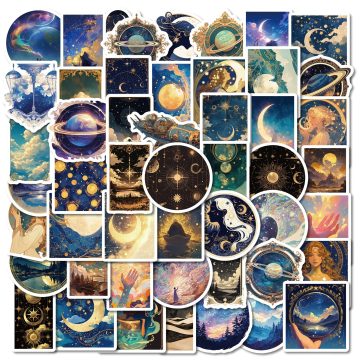 Cartoon Sun Moon Stars Stickers for Helmet Wall DIY Decor