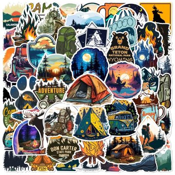 Outdoor Camping Waterproof Stickers for Skateboard Bike