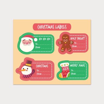 Merry Christmas Stickers with Santa and Tree Designs
