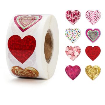 Valentine's Day Love Stickers with Glitter Heart Design