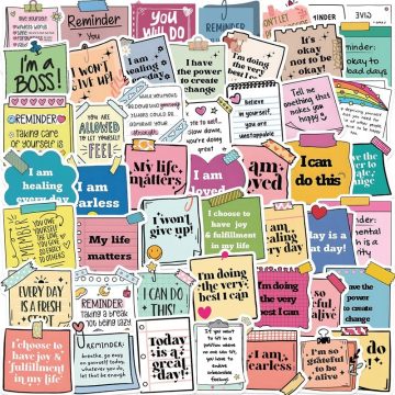 Cute Colorful Slogan PVC Stickers, Aesthetic DIY Decoration, Scrapbooking, Stationery, Hand Accounting Supplies for Kids