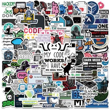 Funny Cartoon Hacker Engineer IT Programming Computer Stickers