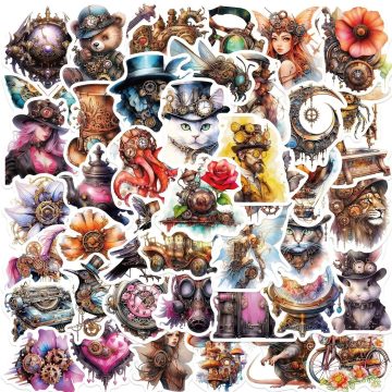 Steampunk Goth Cat Stickers for Motorcycle Luggage Phone