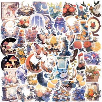 Moon Flower Aesthetic Graffiti Stickers for Laptop Luggage Motorcycle