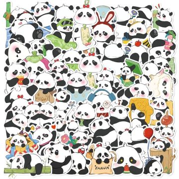 Kawaii Panda PVC Stickers - Colorful DIY Supplies for Scrapbooking