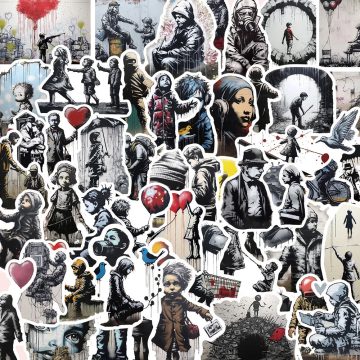 Banksy Street Art Graffiti Stickers - Cartoon Waterproof Decals for Laptop Scrapbook Car