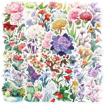 Aesthetic Pretty Flowers Stickers for Notebook Diary Travel Luggage