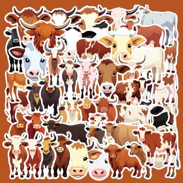 Cute Cow Cartoon Stickers for Helmet, Wall, DIY Decoration