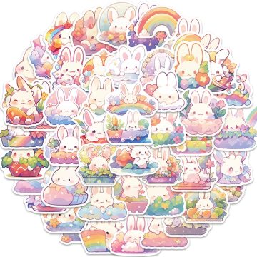Rainbow Rabbit Graffiti Stickers - Kawaii Decals for Laptop Phone Notebook Decor
