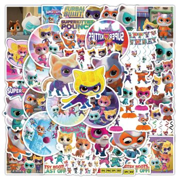Super Kitties Cartoon Stickers - Cute Vinyl Decals for Multi-Surface
