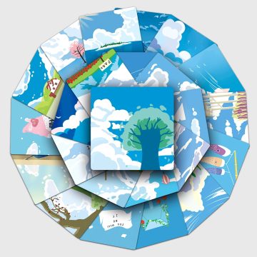 Blue Sky Cloud Cartoon Waterproof Stickers for Skateboard, Snowboard