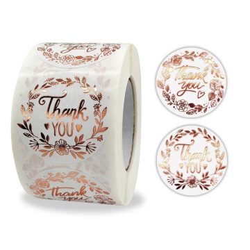 Floral Monogram Thank You Stickers for Shop Packaging
