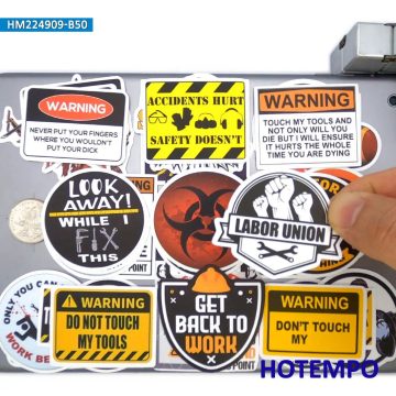 Safety and Warning Helmet Stickers for Workers and Tools