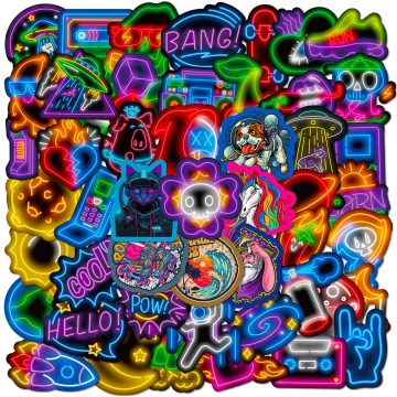 Neon Light Graffiti Sign Stickers