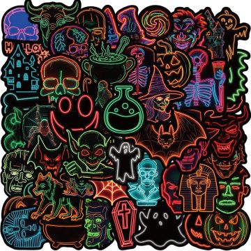 Horror Monster Neon Stickers - Graffiti Halloween Decals for Wall Luggage Laptop
