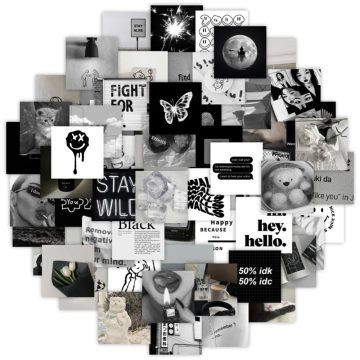 Monochrome Ins Aesthetic Stickers - Black White Decals for Motorcycle Car Laptop