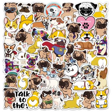 Cartoon Dog Stickers for Helmet, Wall, DIY Decoration with Storage Box