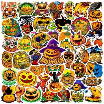Halloween Pumpkin Cartoon Stickers - Cute Waterproof Decals for Skateboard Laptop Phone