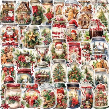 Christmas Bottle Stickers for Skateboard, Laptop, Guitar, Luggage, and Toys with Waterproof PET Decals