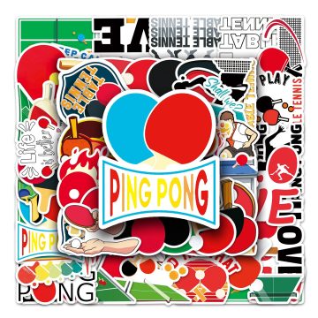 Cartoon Table Tennis Waterproof Vinyl Stickers