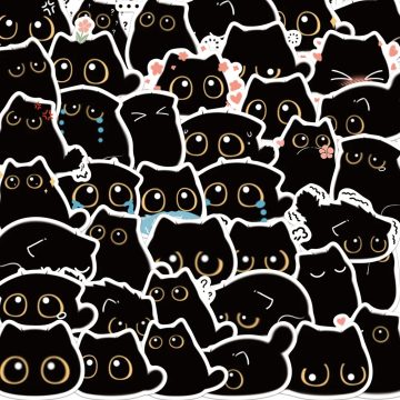 Black Briquette Cat Stickers - Laptop & Phone Decoration