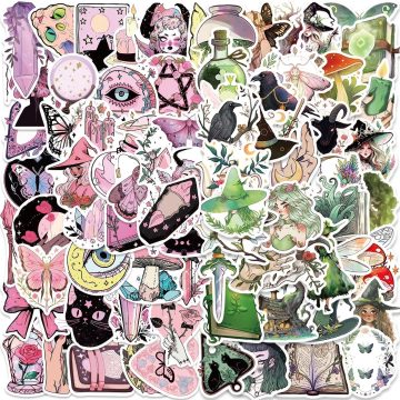 Gothic Witch Forest Stickers - Magic Tarot Decals for Phone Fridge