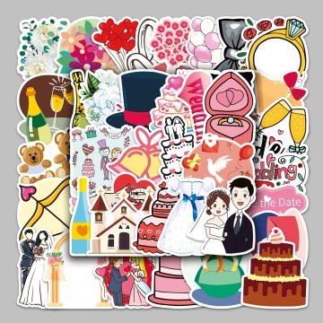 Cartoon Wedding Graffiti Stickers for Helmet Wall DIY Decoration
