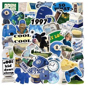Cute Cartoon Blue Stickers - Graffiti DIY Decals for Phone Skateboard Fridge