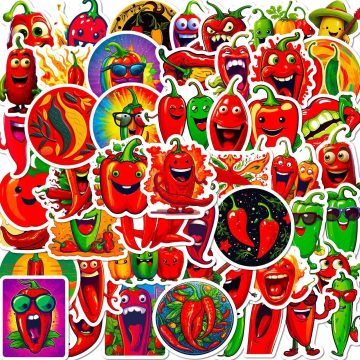 Cartoon Pepper Graffiti Stickers for Helmet, Wall, DIY Decoration