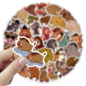 Wild Boar Cartoon Stickers - Cute Animal Graffiti Decals