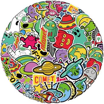 Cartoon Alien Graffiti Stickers for Suitcase Guitar Diary Skateboard